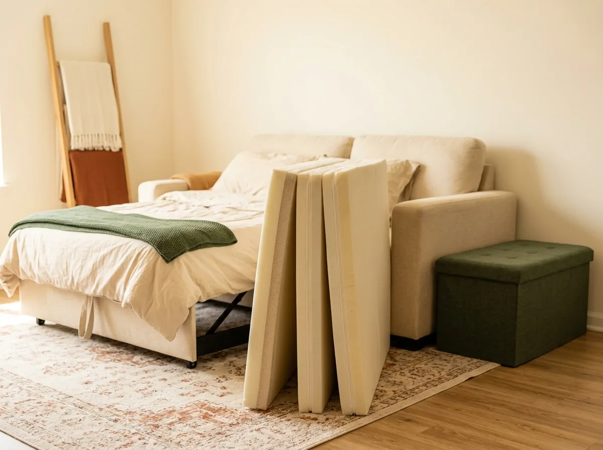 A folding mattress topper is the biggest comfort upgrade for a sofa bed or air mattress — and it stores flat between guest visits