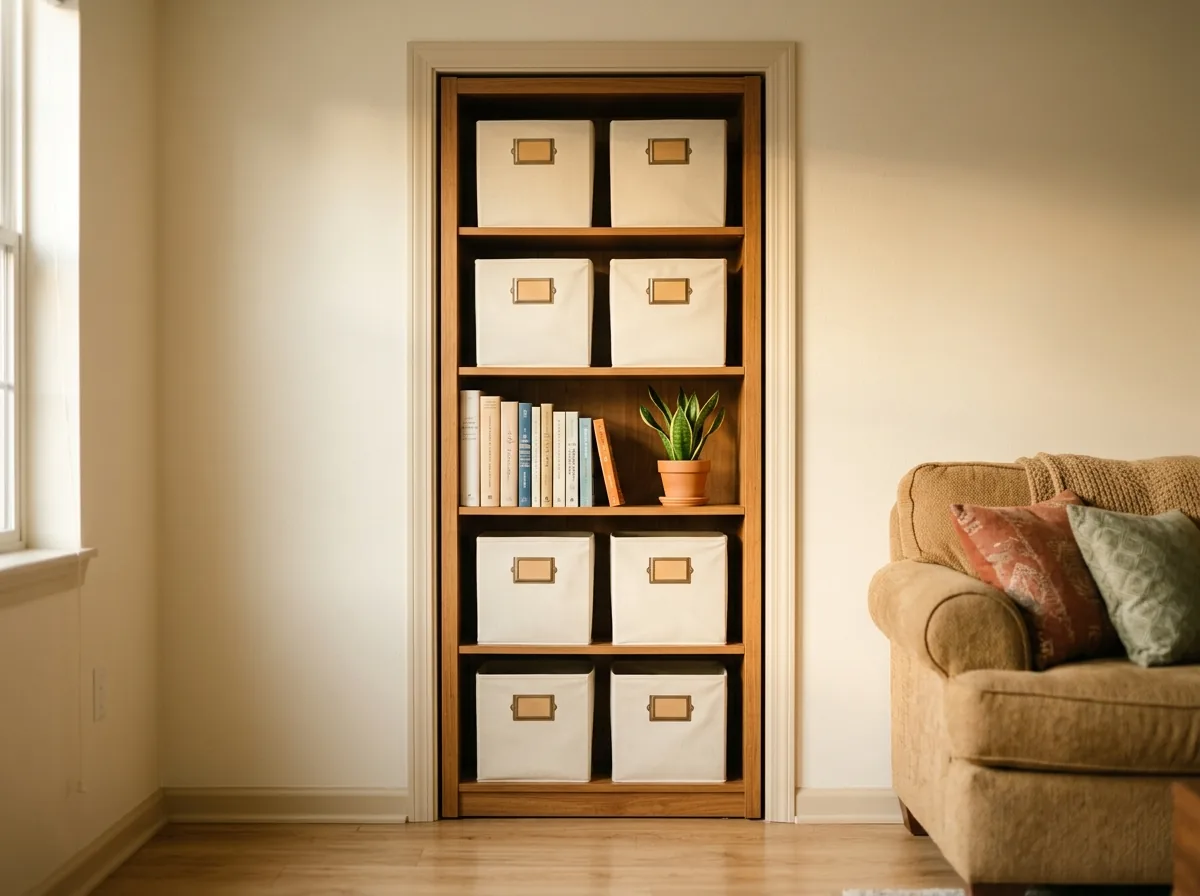 Mistake fixed: a slim shelf bought after measuring, fitting its alcove exactly